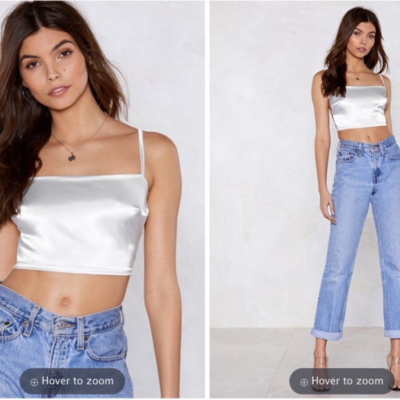 back at it satin crop top